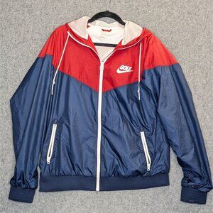 Nike Golf Navy Blue Red Dri-Fit Full Zip Up Hoodie Jacket LARGE Tour Performance